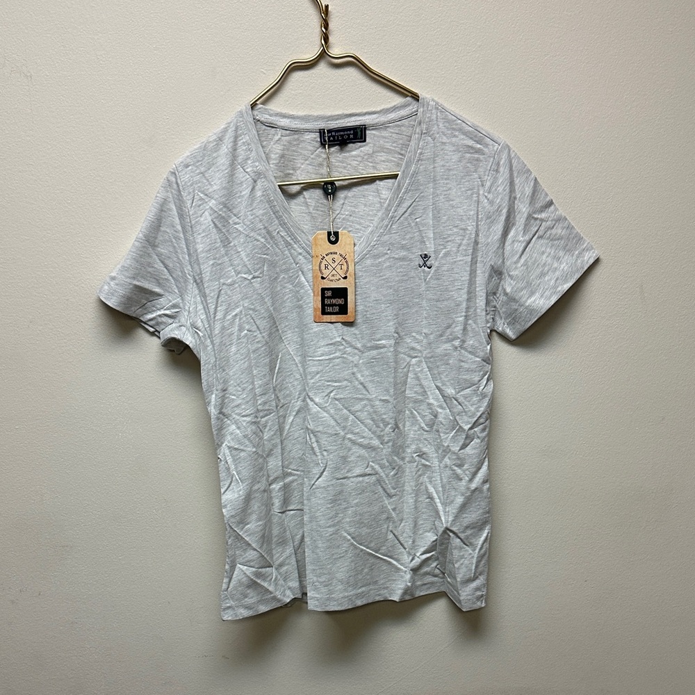 Express Light Gray V-Neck Tee